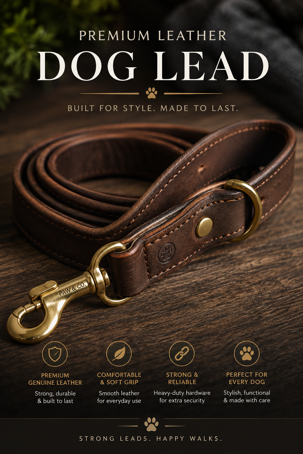Premium Leather Dog Lead